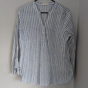 White and Blue Print Top